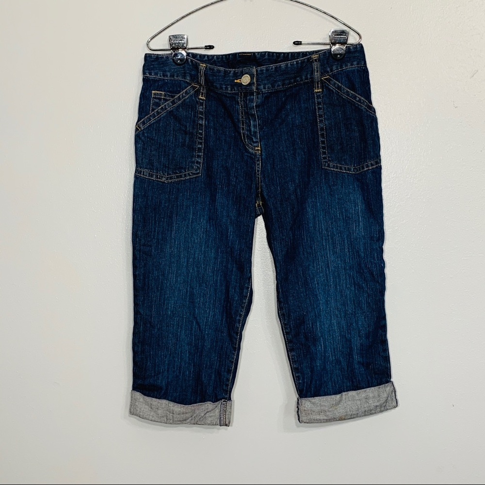 INC Dark Wash Denim Shorts. Cuffed Hem.